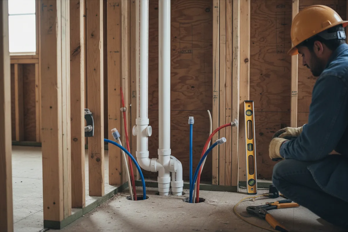 Drain and supply rough-in during Toilet Repair and Installation in Somerville
